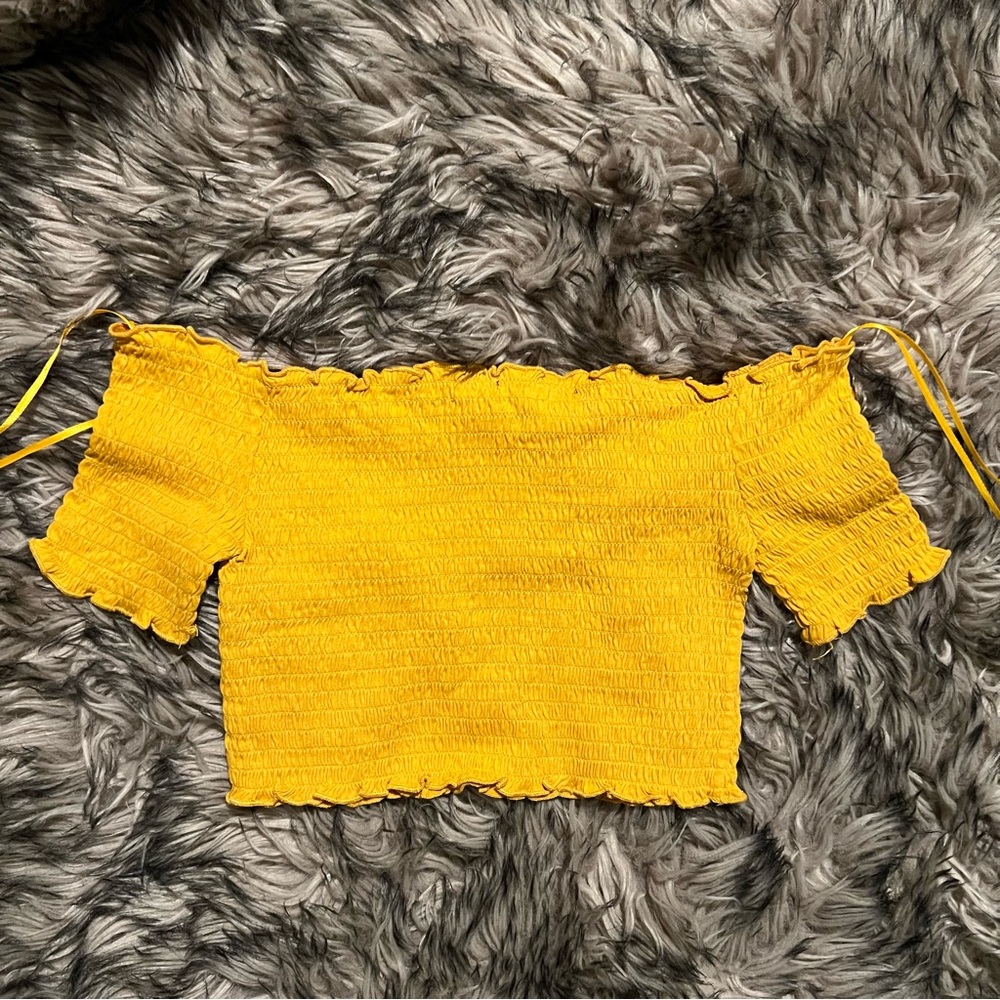 Yellow off the shoulder crop top
